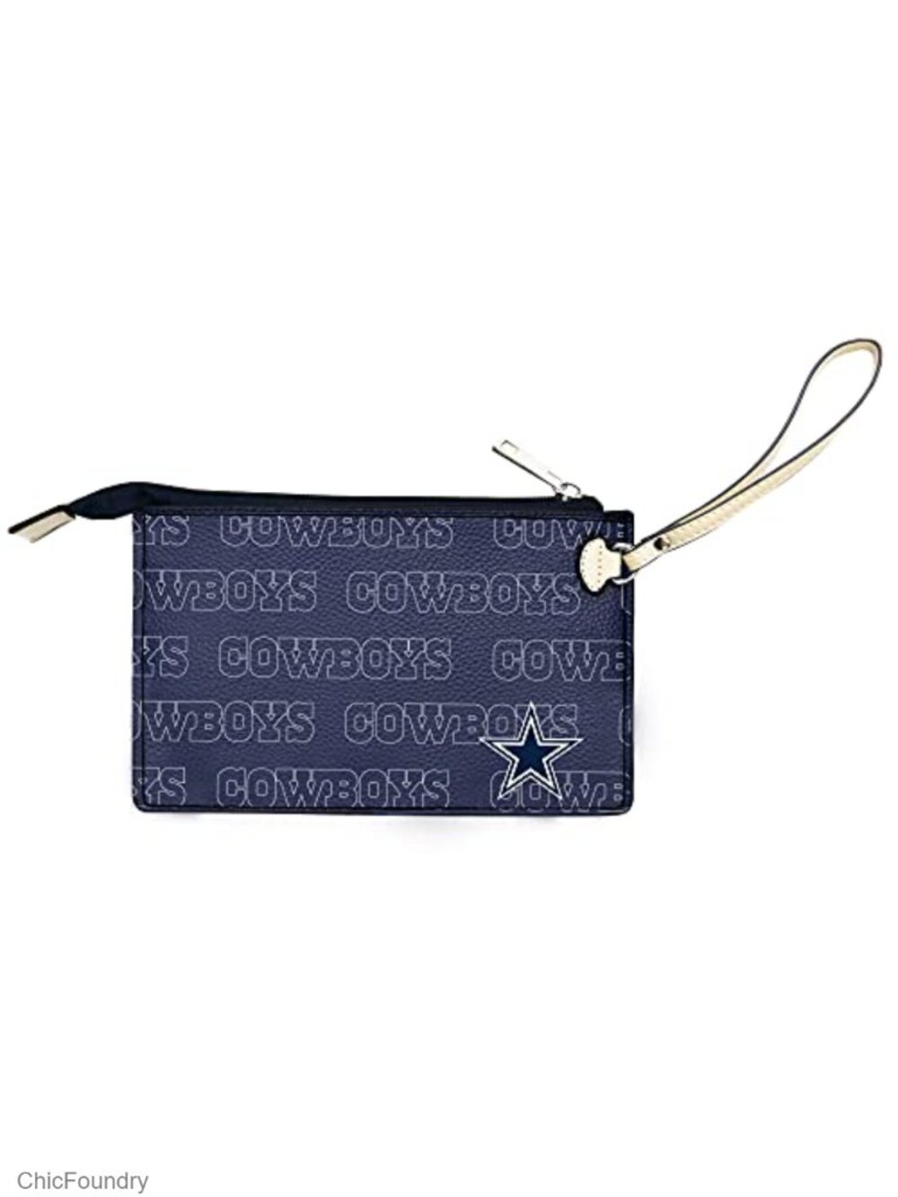 NFL Victory Wristlet Pebble Vegan Leather Zip Card Holder